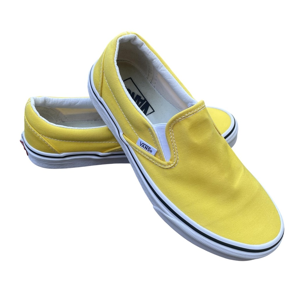 Vans Classic Slip On Vibrant Yellow Canvas Shoes Womens Size 8 Skate Sneaker Low